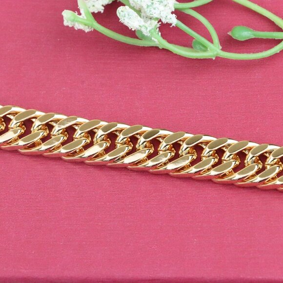 "Chunky Rose Gold Curb Chain Bracelet in Glossy Polished Finish, XPBL1159 - Picture 4 of 12